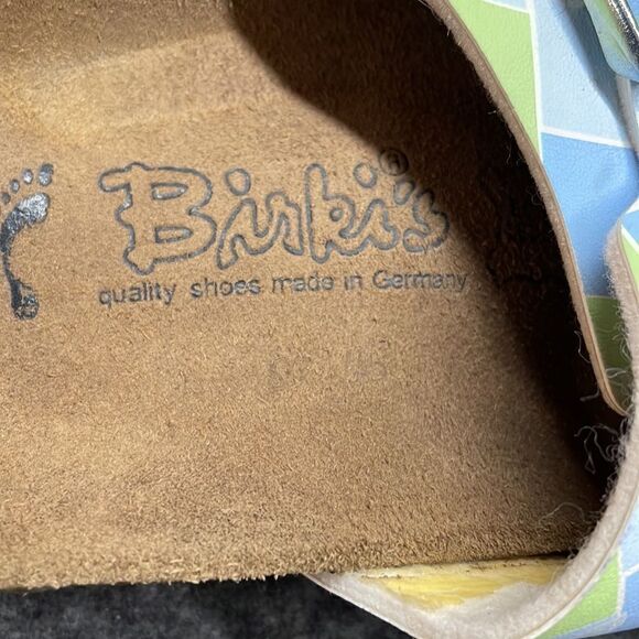 Birkenstock Birkies Madrid Blue Green White Slides Size 39 - Picture 11 of 12